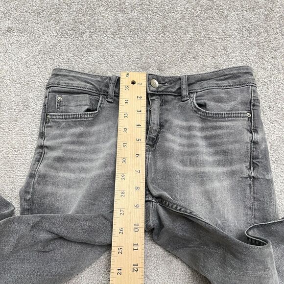 Zara Skinny Cropped Denim Jeans Womens  4 Washed Gray Slim Cut Hem Casual 28x27 - Picture 7 of 13